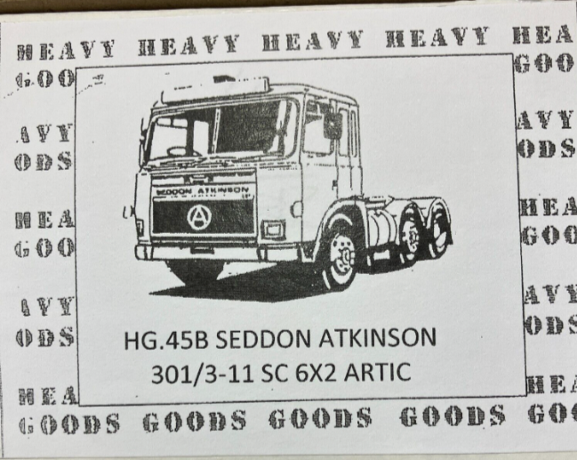045 HG.45B Seddon Atkinson 301 / 3-11 6x2 Sleeper Cab. (Kingfisher models)